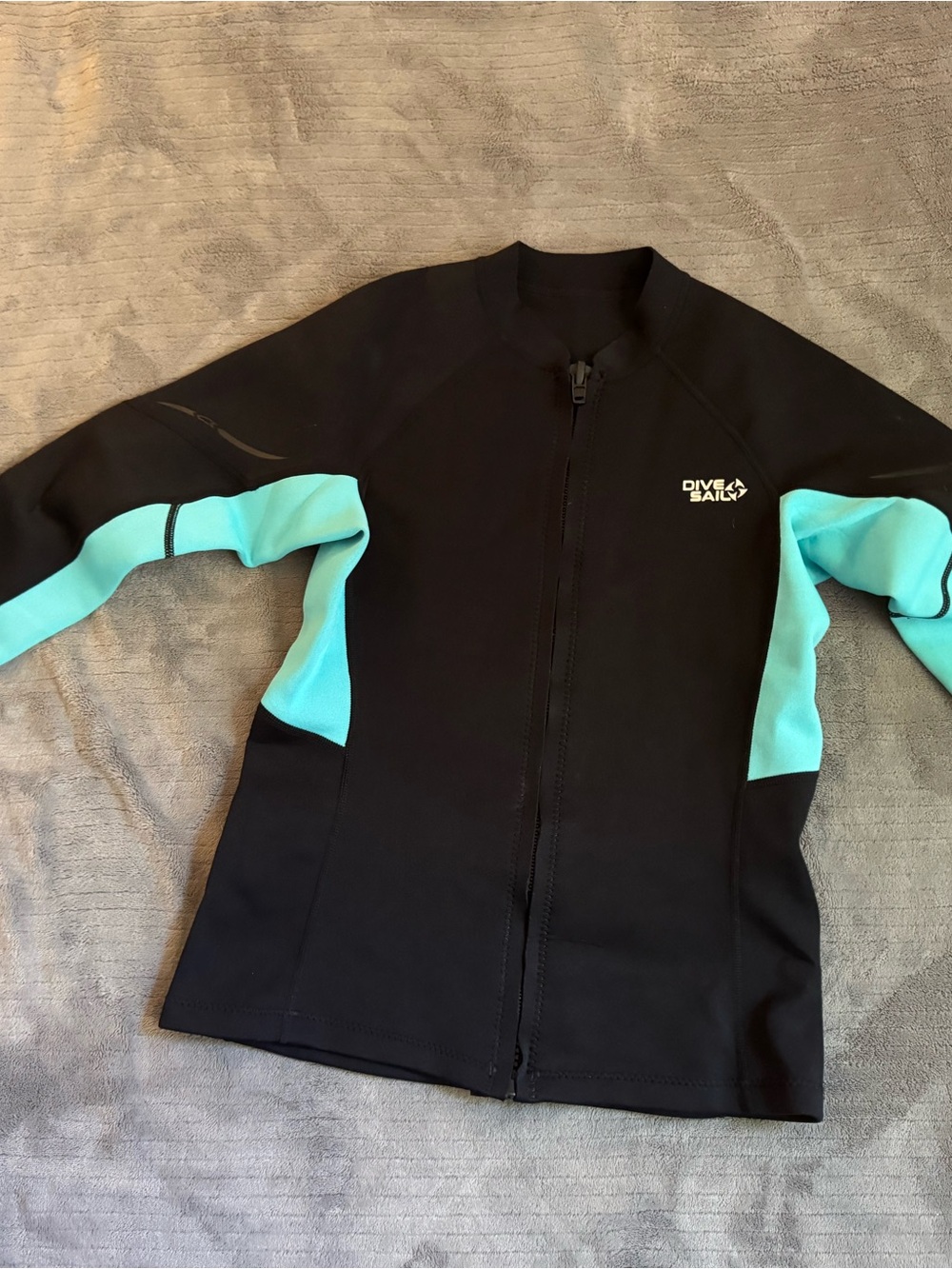 Dive Sail Black & Aqua Front-Zip Wetsuit Jacket